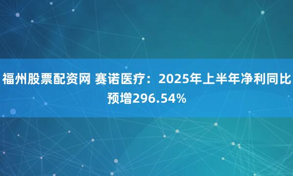 福州股票配资网 赛诺医疗：2025年上半年净利同比预增296.54%